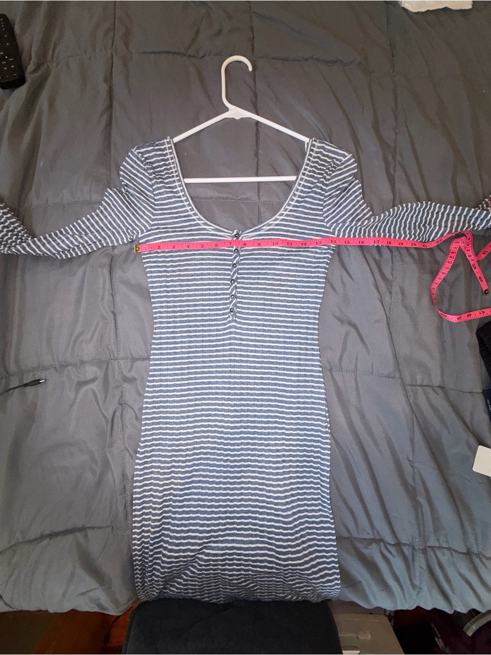 Free People Blue & White Striped Midi Dress XS - Picture 6 of 6